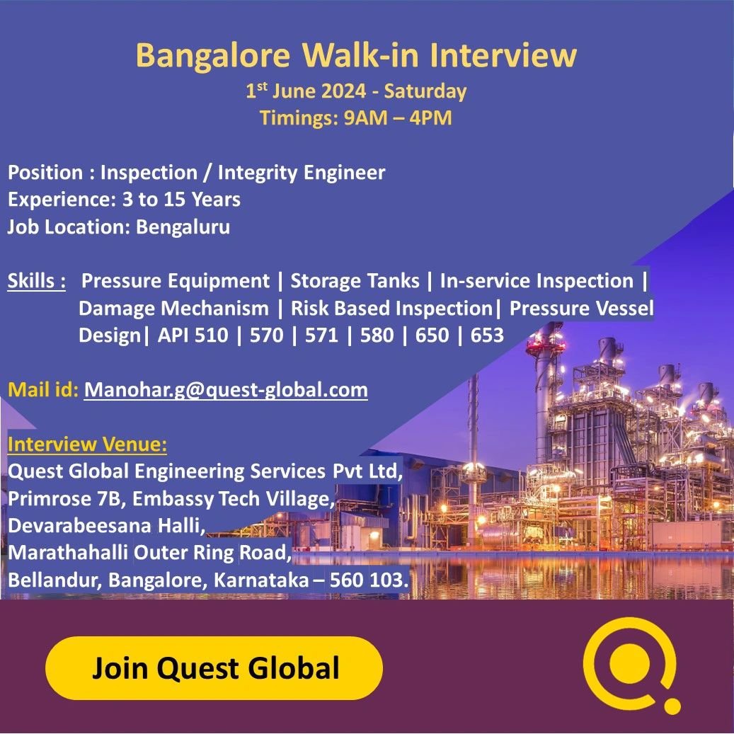 Inspection / Integrity Engineer at Quest Global